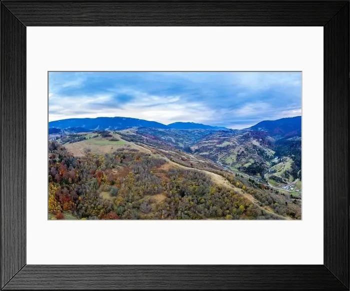 Framed Print : Landscape of beautiful evening autumn mountains after sunset Framed Print : Landscape of beautiful evening autumn mountains after sunset