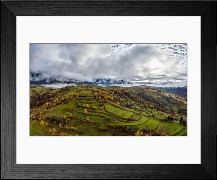 Framed Print : Small village in a mountain valley of the Carpathian Mountains on an autumn day in Ukraine in the village of Dzembronya Framed Print : Small village in a mountain valley of the Carpathian Mountains on an autumn day in Ukraine in the village of Dzembronya