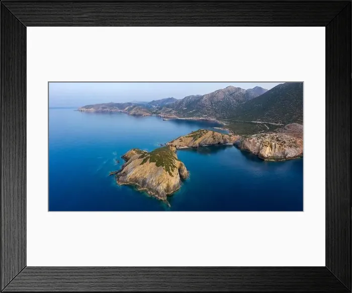 Framed Print : Aerial coastal view of Peristeri at dusk, Geropotamos, Crete, Greece Framed Print : Aerial coastal view of Peristeri at dusk, Geropotamos, Crete, Greece