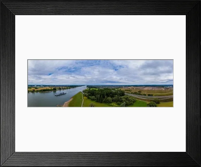 Framed Print : Panoramic view of the Rhine near Leverkusen, Germany. Drone photography Framed Print : Panoramic view of the Rhine near Leverkusen, Germany. Drone photography