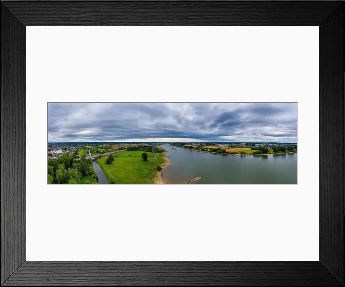 Framed Print : Panoramic view of the Rhine and the A1 motorway bridge near Leverkusen, Germany. Drone photography Framed Print : Panoramic view of the Rhine and the A1 motorway bridge near Leverkusen, Germany. Drone photography