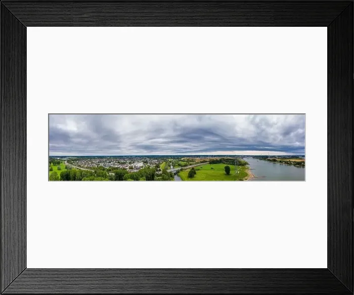 Framed Print : Panoramic view of the Rhine and the A1 motorway bridge near Leverkusen, Germany. Drone photography Framed Print : Panoramic view of the Rhine and the A1 motorway bridge near Leverkusen, Germany. Drone photography