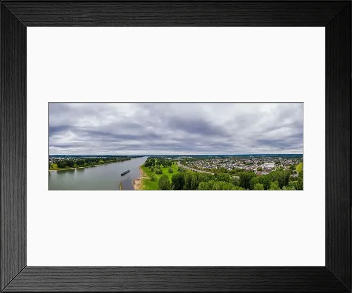 Framed Print : Panoramic view of the Rhine near Leverkusen, Germany. Drone photography Framed Print : Panoramic view of the Rhine near Leverkusen, Germany. Drone photography