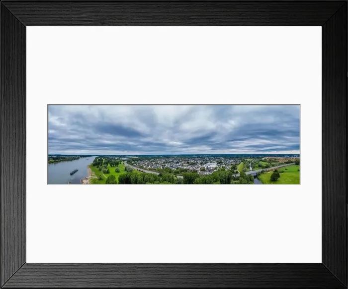 Framed Print : Panoramic view of the Rhine near Leverkusen, Germany. Drone photography Framed Print : Panoramic view of the Rhine near Leverkusen, Germany. Drone photography