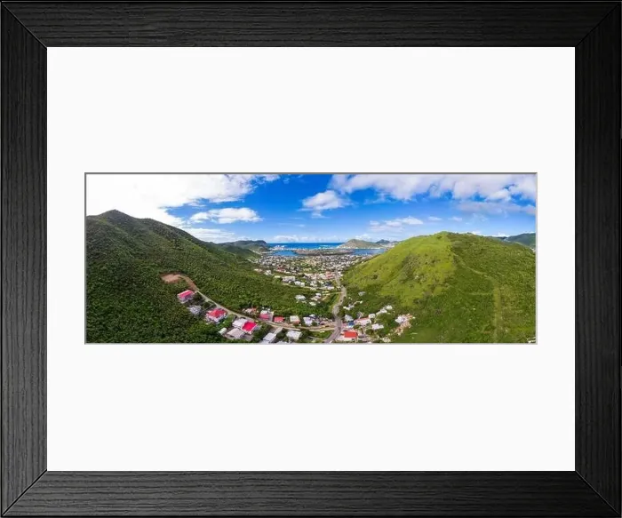 Framed Print : Scenic aerial view of the caribbean island of St.Maarten Framed Print : Scenic aerial view of the caribbean island of St.Maarten
