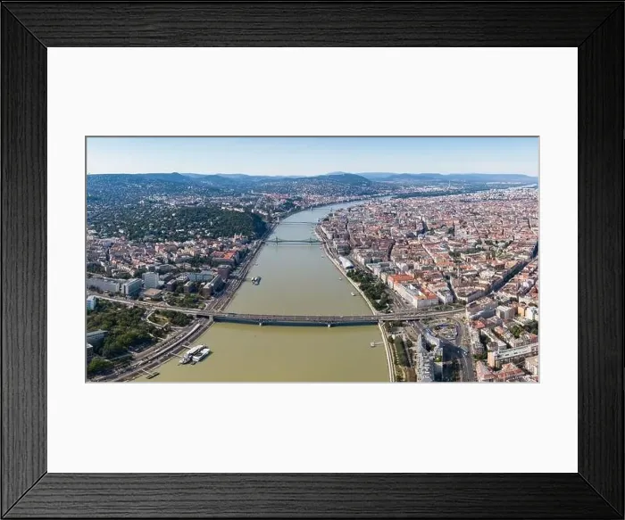 Framed Print : Aerial view of Budapest with River Danube Framed Print : Aerial view of Budapest with River Danube