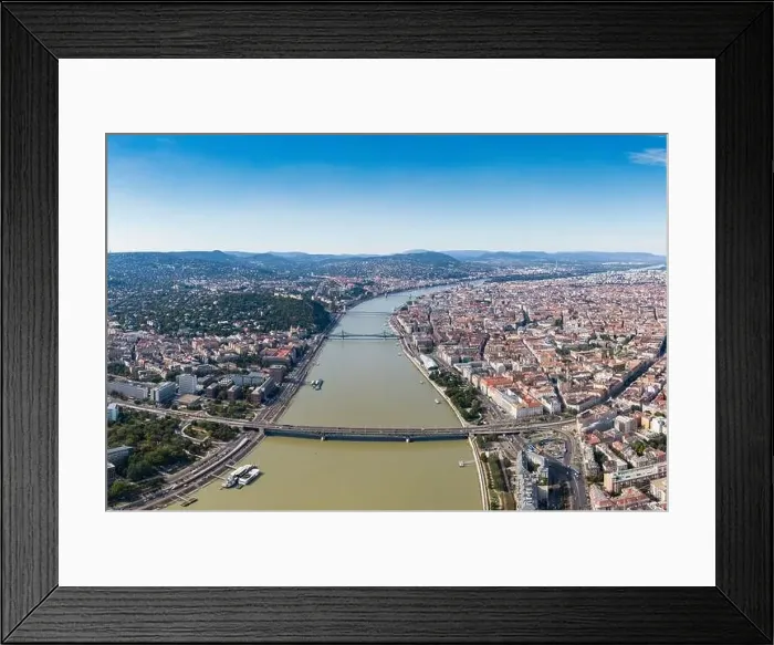 Framed Print : Aerial view of Budapest with River Danube Framed Print : Aerial view of Budapest with River Danube