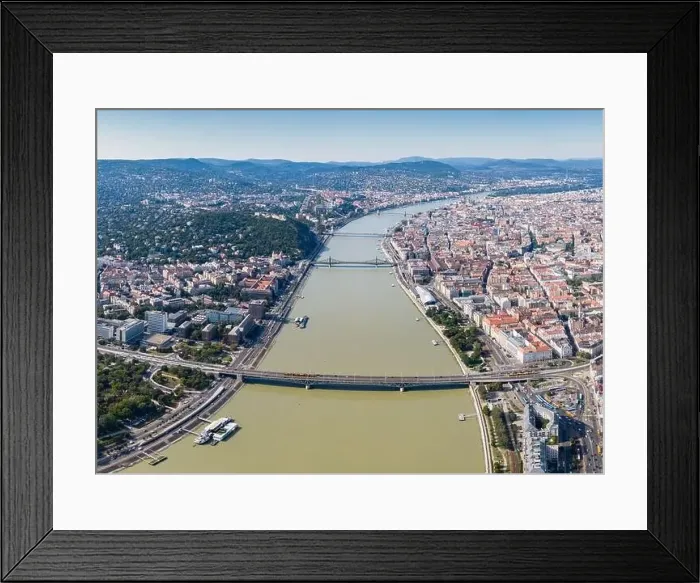 Framed Print : Aerial view of Budapest with River Danube