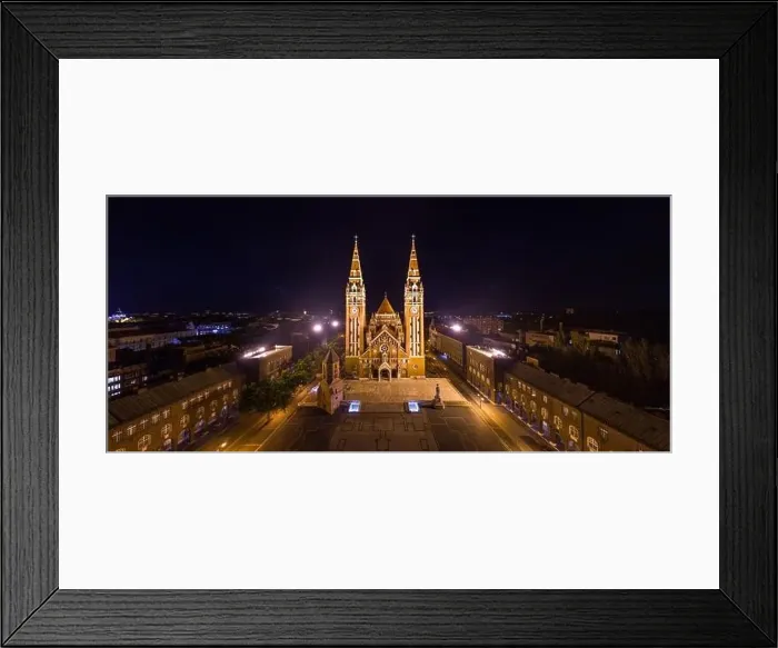 Framed Print : aerial photo of beautiful Cathedral of Szeged at night Framed Print : aerial photo of beautiful Cathedral of Szeged at night