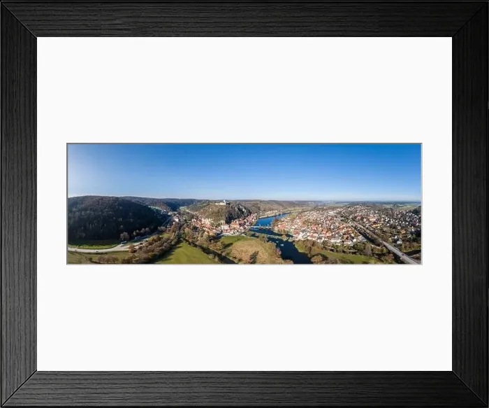 Framed Print : Image of an panorama aerial view with a drone of the city view of the market Kallmünz Kallmuenz in Bavaria Framed Print : Image of an panorama aerial view with a drone of the city view of the market Kallmünz Kallmuenz in Bavaria