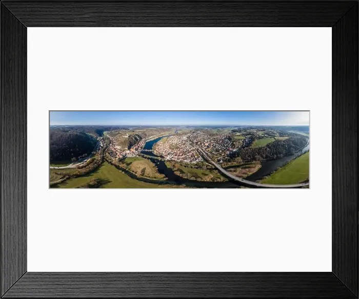 Framed Print : Image of an panorama aerial view with a drone of the city view of the market Kallmünz Kallmuenz in Bavaria Framed Print : Image of an panorama aerial view with a drone of the city view of the market Kallmünz Kallmuenz in Bavaria