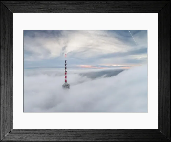 Framed Print : TV tower with cloudy and foggy sky Framed Print : TV tower with cloudy and foggy sky