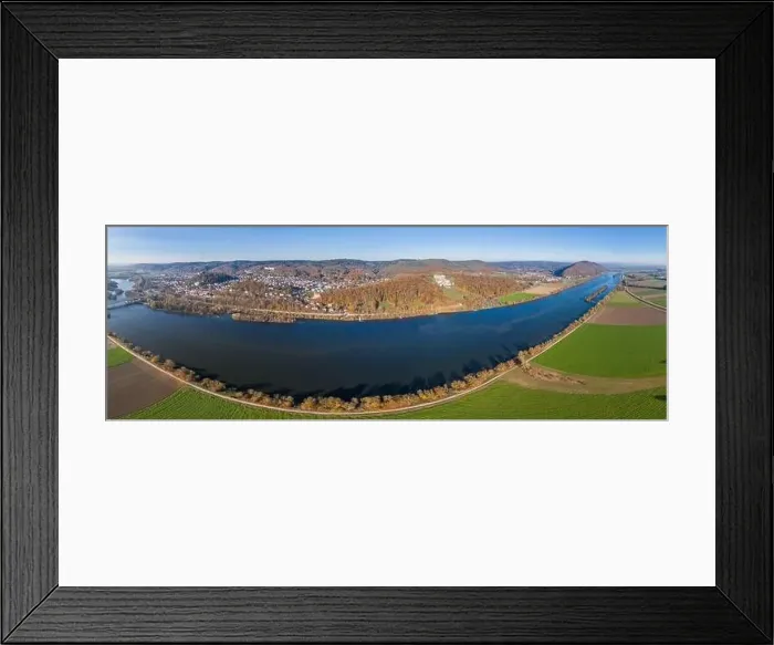 Framed Print : Picture of an aerial view with a drone of the Walhalla building in ancient Greek architecture as a memorial for