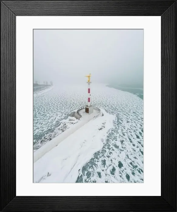 Framed Print : Foggy winter in Siofok harbor, Hungary Framed Print : Foggy winter in Siofok harbor, Hungary