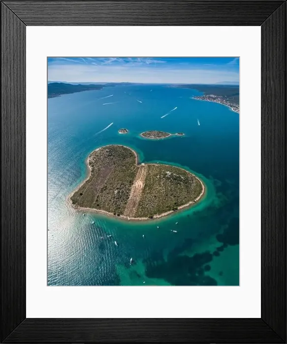 Framed Print : Heart shaped island of Galesnjak, aerial view, Dalmatia region of Croatia Framed Print : Heart shaped island of Galesnjak, aerial view, Dalmatia region of Croatia