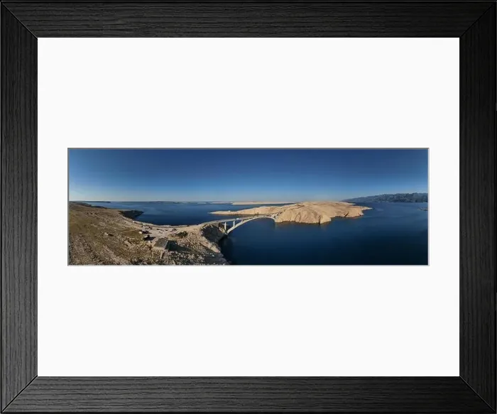 Framed Print : Panorama of croatian Paski most bridge connecting mainland with island Pag in Dalmatia Framed Print : Panorama of croatian Paski most bridge connecting mainland with island Pag in Dalmatia