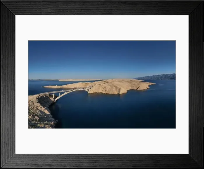 Framed Print : Panorama of croatian Paski most bridge connecting mainland with island Pag in Dalmatia Framed Print : Panorama of croatian Paski most bridge connecting mainland with island Pag in Dalmatia