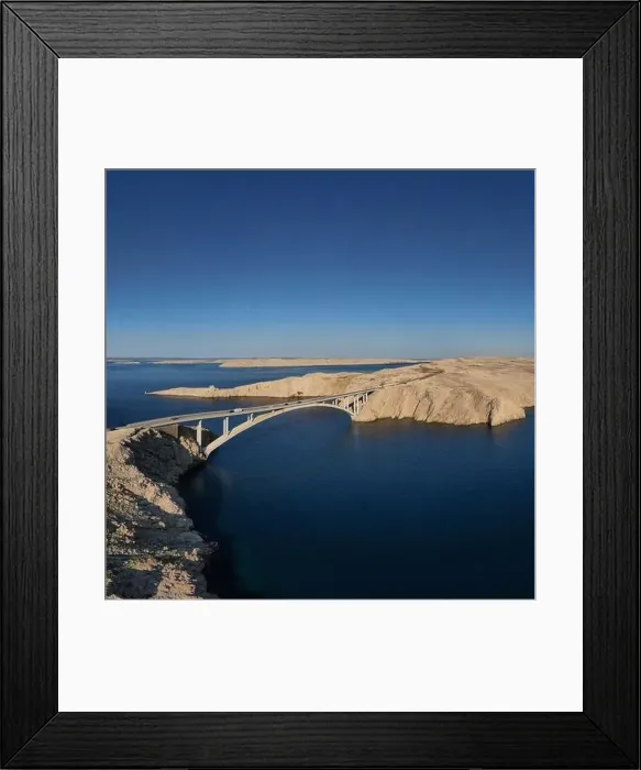 Framed Print : Panorama of croatian Paski most bridge connecting mainland with island Pag in Dalmatia Framed Print : Panorama of croatian Paski most bridge connecting mainland with island Pag in Dalmatia