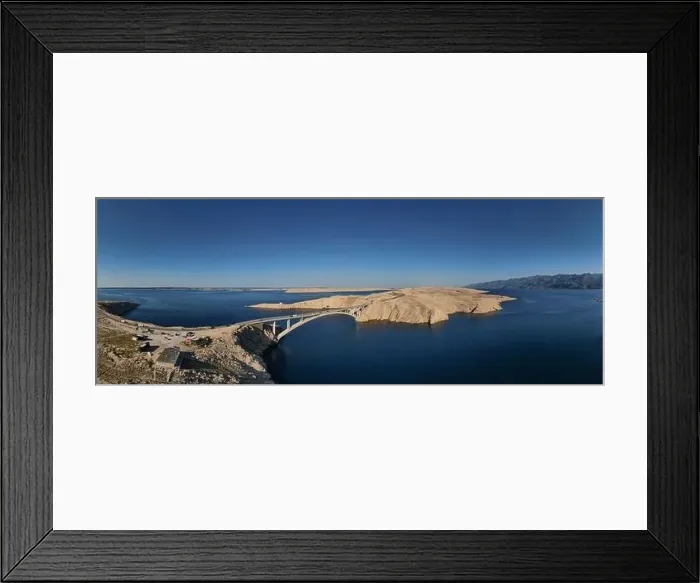 Framed Print : Panorama of croatian Paski most bridge connecting mainland with island Pag in Dalmatia Framed Print : Panorama of croatian Paski most bridge connecting mainland with island Pag in Dalmatia