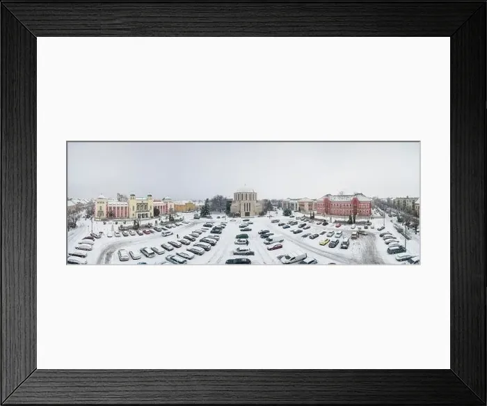 Framed Print : Churc in Mohacs main squere with snow Framed Print : Churc in Mohacs main squere with snow