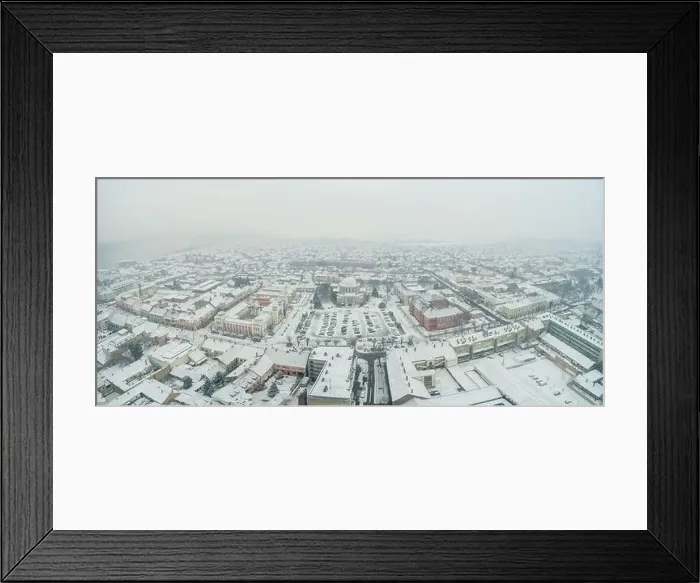 Framed Print : Churc in Mohacs main squere with snow Framed Print : Churc in Mohacs main squere with snow
