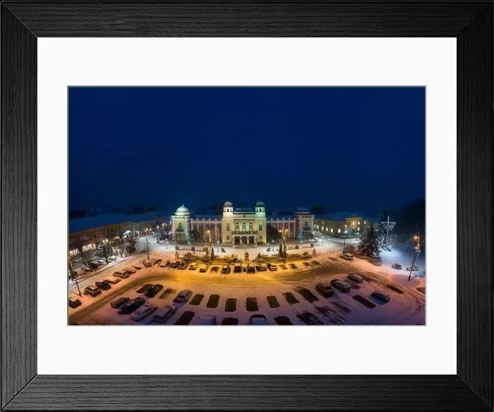 Framed Print : Varoshaza in Mohacs main squere with snow Framed Print : Varoshaza in Mohacs main squere with snow