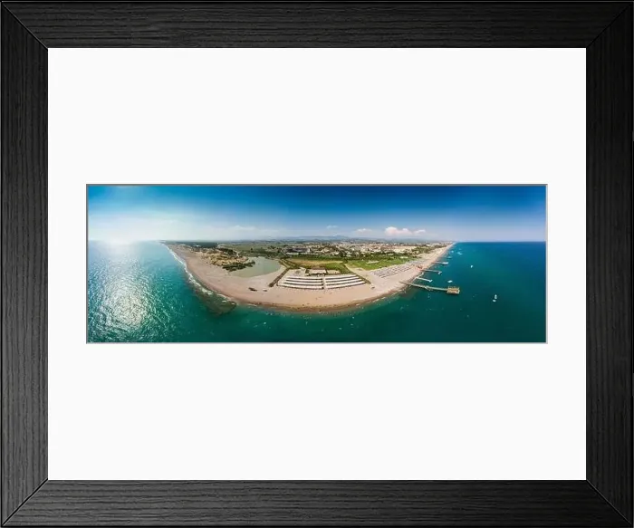 Framed Print : SIDE, TURKEY - JUNE 29: View of Sunmelia Beach Resort from the Sea in Side, Turkey at June 29, 2019 Framed Print : SIDE, TURKEY - JUNE 29: View of Sunmelia Beach Resort from the Sea in Side, Turkey at June 29, 2019