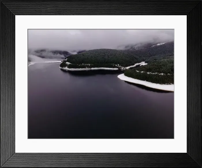 Framed Print : Mountain lake photography in winter season, shot from a drone Framed Print : Mountain lake photography in winter season, shot from a drone