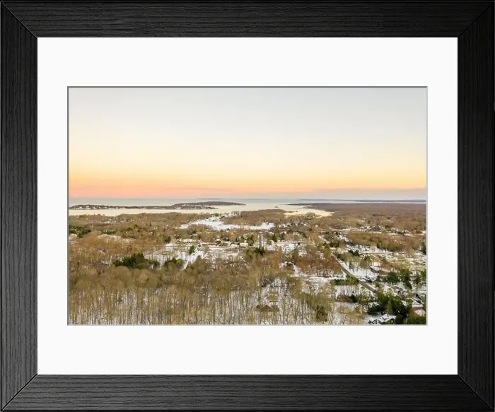 Framed Print : Aerial view of Shelter Island with snow on the ground Framed Print : Aerial view of Shelter Island with snow on the ground