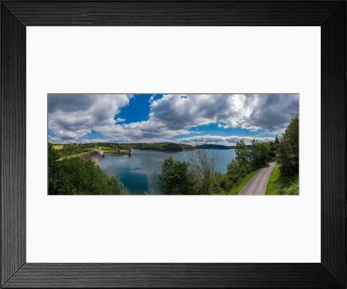 Framed Print : Panoramic view of the Great Dhünn dam. Germany, Drone photography Framed Print : Panoramic view of the Great Dhünn dam. Germany, Drone photography