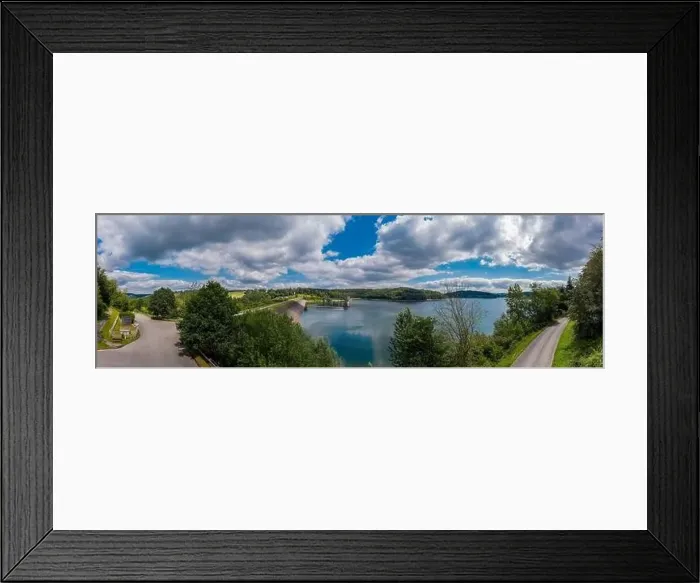 Framed Print : Panoramic view of the Great Dhünn dam. Germany, Drone photography Framed Print : Panoramic view of the Great Dhünn dam. Germany, Drone photography