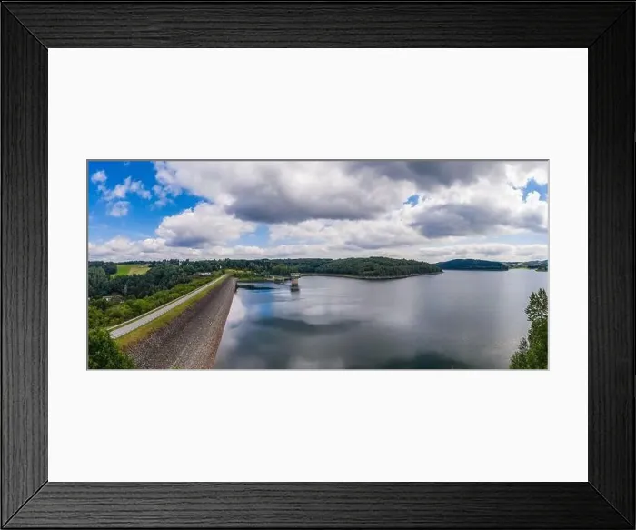 Framed Print : Panoramic view of the Great Dhünn dam. Germany, Drone photography Framed Print : Panoramic view of the Great Dhünn dam. Germany, Drone photography
