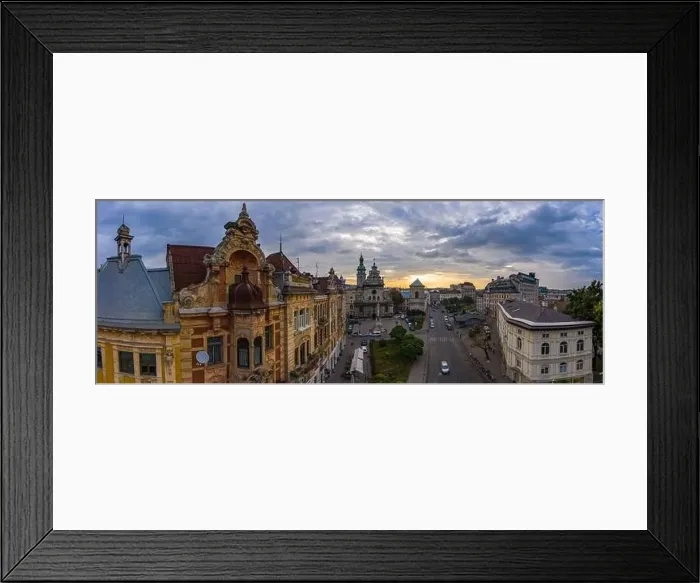 Framed Print : Lviv, Ukraine - August 24, 2020: Aerial view on Bernardine church in Lviv from drone Framed Print : Lviv, Ukraine - August 24, 2020: Aerial view on Bernardine church in Lviv from drone