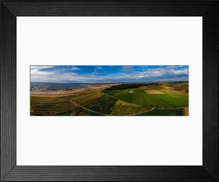 Framed Print : Panoramic view of Hambach surface mine and Hambach Forest, Germany. Drone photography Framed Print : Panoramic view of Hambach surface mine and Hambach Forest, Germany. Drone photography