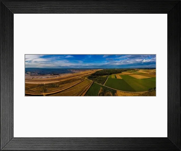 Framed Print : Panoramic view of Hambach surface mine and Hambach Forest, Germany. Drone photography Framed Print : Panoramic view of Hambach surface mine and Hambach Forest, Germany. Drone photography