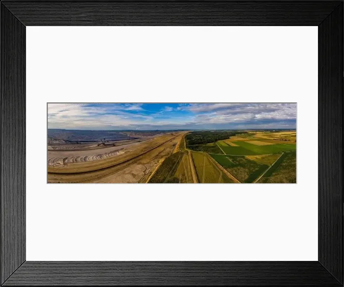 Framed Print : Panoramic view of Hambach surface mine and Hambach Forest, Germany. Drone photography Framed Print : Panoramic view of Hambach surface mine and Hambach Forest, Germany. Drone photography