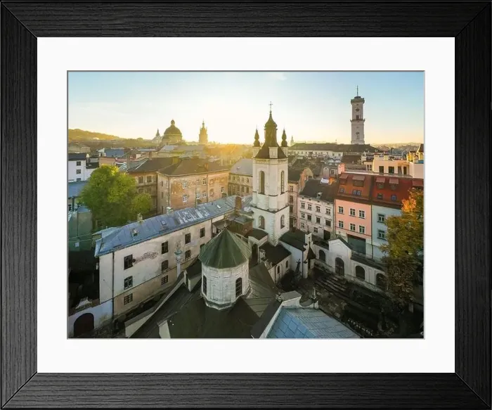 Framed Print : Lviv, Ukraine - April 17, 2020: View on Armenian Cathedral of the Assumption of Mary from drone Framed Print : Lviv, Ukraine - April 17, 2020: View on Armenian Cathedral of the Assumption of Mary from drone