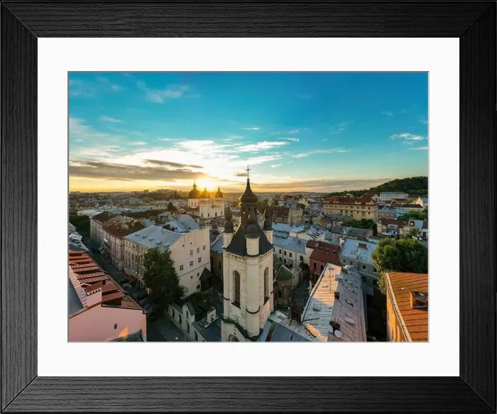 Framed Print : Lviv, Ukraine - April 17, 2020: View on Armenian Cathedral of the Assumption of Mary from drone Framed Print : Lviv, Ukraine - April 17, 2020: View on Armenian Cathedral of the Assumption of Mary from drone