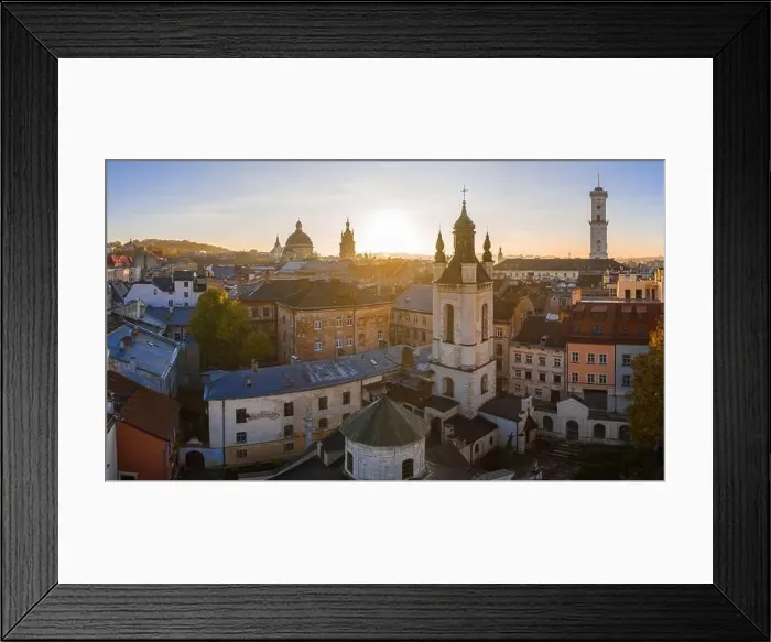 Framed Print : Lviv, Ukraine - April 17, 2020: View on Armenian Cathedral of the Assumption of Mary from drone Framed Print : Lviv, Ukraine - April 17, 2020: View on Armenian Cathedral of the Assumption of Mary from drone