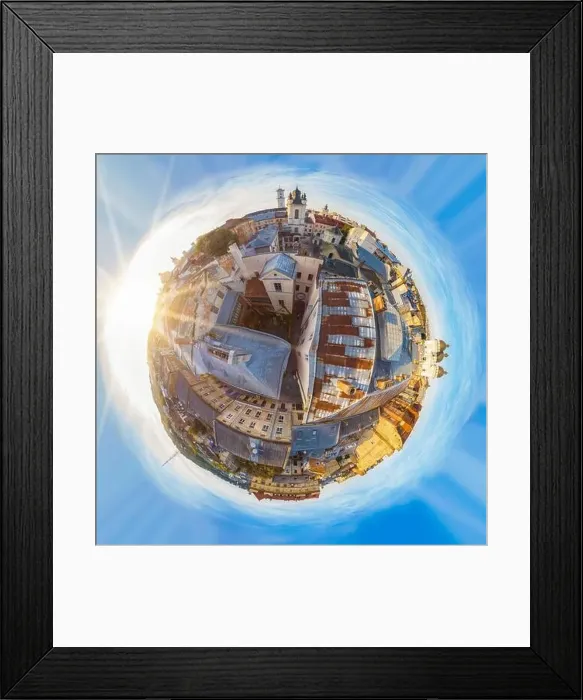 Framed Print : Miniature planet of Lviv. 360 degree view. View on Armenian Cathedral of the Assumption of Mary from drone Framed Print : Miniature planet of Lviv. 360 degree view. View on Armenian Cathedral of the Assumption of Mary from drone