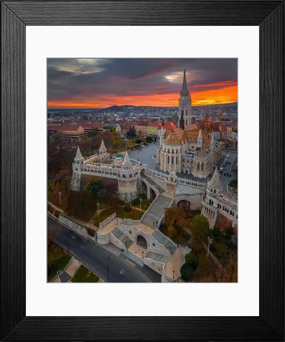 Framed Print : Budapest, Hungary - Aerial view of the famous Fisherman's Bastion (Halaszbastya) Framed Print : Budapest, Hungary - Aerial view of the famous Fisherman's Bastion (Halaszbastya)