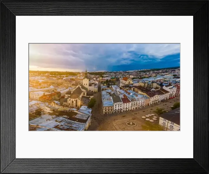 Framed Print : Lviv, Ukraine - August 25, 2020: View on Latin Cathedral in Lviv, Ukraine from drone Framed Print : Lviv, Ukraine - August 25, 2020: View on Latin Cathedral in Lviv, Ukraine from drone