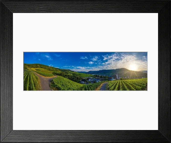 Framed Print : Panoramic view of the municipality of Bruttig-Fankel and the vineyards on the Moselle, Germany. Drone photography Framed Print : Panoramic view of the municipality of Bruttig-Fankel and the vineyards on the Moselle, Germany. Drone photography