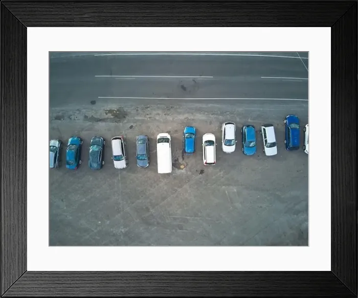 Framed Print : Parked cars aerial view in Australia in an open street location Framed Print : Parked cars aerial view in Australia in an open street location