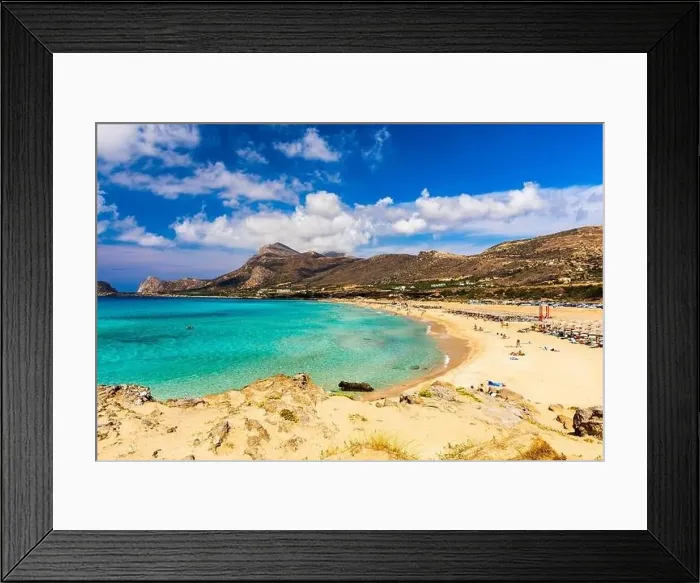 Framed Print : Shot of beautiful turquoise beach Falasarna (Falassarna) in Crete Framed Print : Shot of beautiful turquoise beach Falasarna (Falassarna) in Crete