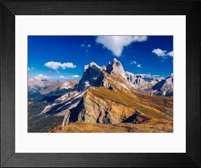 Framed Print : Seceda in autumn in South Tyrol in the Alps of North Italy Framed Print : Seceda in autumn in South Tyrol in the Alps of North Italy