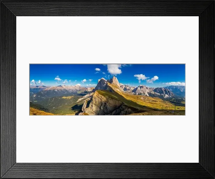 Framed Print : Panorama on Seceda peaks. Trentino Alto Adige Framed Print : Panorama on Seceda peaks. Trentino Alto Adige