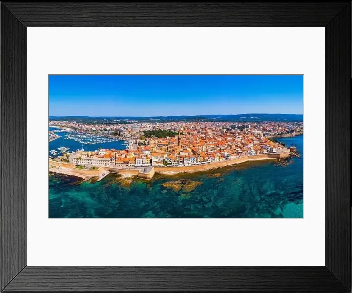 Framed Print : Aerial view over Alghero old town Framed Print : Aerial view over Alghero old town