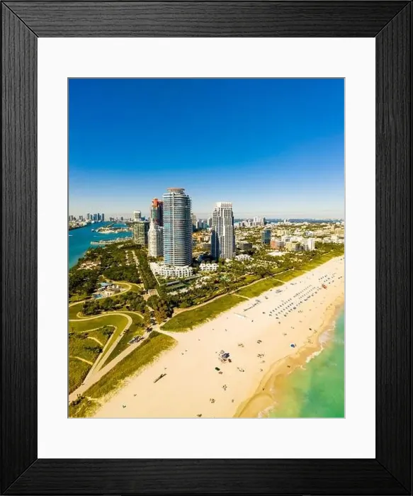 Framed Print : Vertical aerial panorama Miami Beach FL USA beautiful colors Framed Print : Vertical aerial panorama Miami Beach FL USA beautiful colors