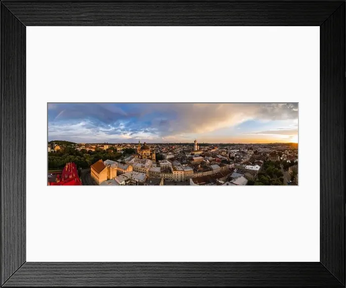 Framed Print : Lviv, Ukraine - 2020: Aerial view on Dominican Church and Dormition Church in Lviv, Ukraine from drone Framed Print : Lviv, Ukraine - 2020: Aerial view on Dominican Church and Dormition Church in Lviv, Ukraine from drone